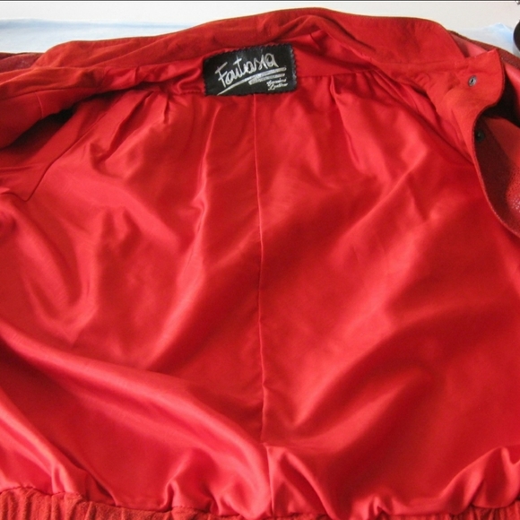 80s Vintage Red Patchwork Leather Jacket - Picture 13 of 16